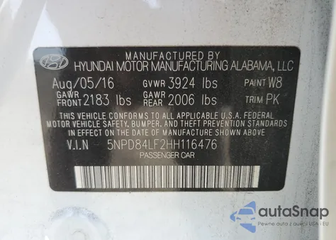 2017 Hyundai Elantra Se from USA, damaged, VIN 5NPD84LF2HH116476